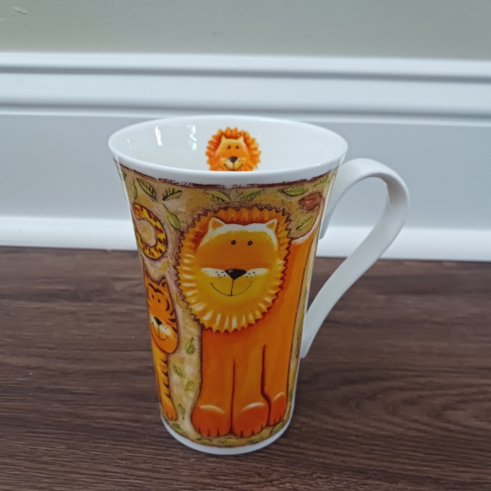 Dunoon Jane Brookshaw Safari Animals Fine Bone China Mug Made in England Lion